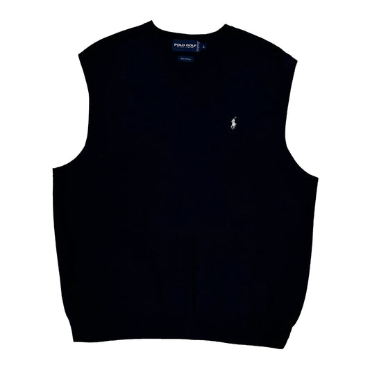 Vintage Polo By Ralph Lauren Sweater Vest - Large Navy Cotton
