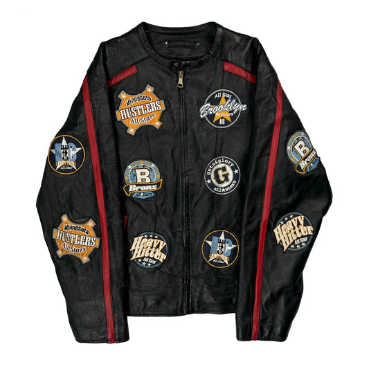 All Stars Marcia Graphic Leather Jacket - XL Black Leather
