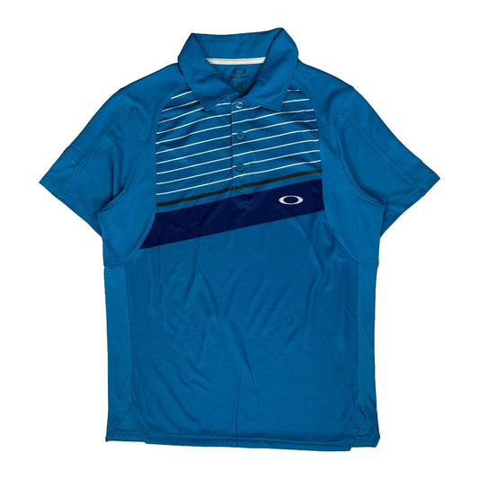 Oakley Striped Polo Shirt - Small Blue Polyester