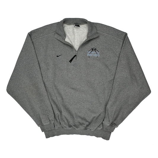 Vintage Pinckneyville Panthers Nike 1/4 Zip - Large Grey Cotton Blend