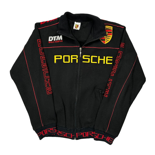 Vintage Dtm World Champion Porsche Graphic Track Jacket - Medium Black Cotton