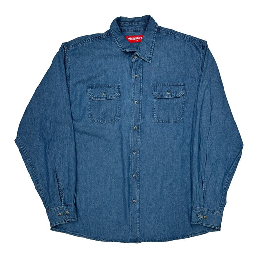 Wrangler Denim Shirt - XL Blue Cotton