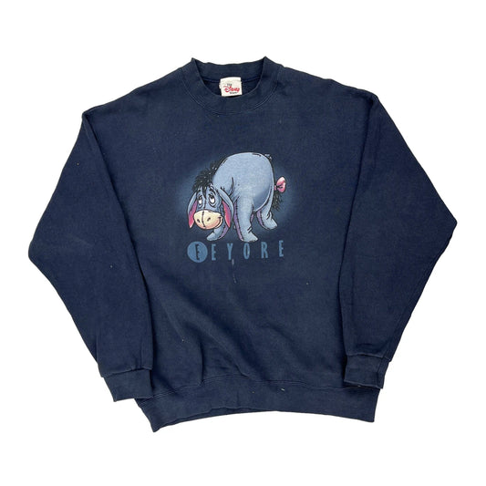 Made In USa Eeyore Disney Cartoon Sweatshirt - Large Navy Cotton