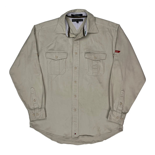 Vintage Tommy Hilfiger Shirt - Medium Beige Cotton