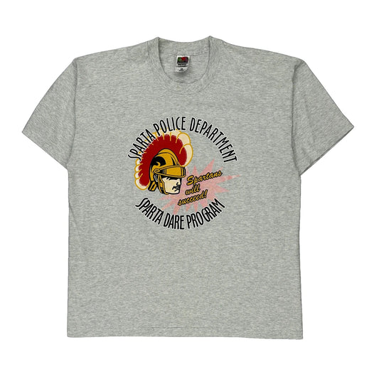 Sparta Police Department Fruit Of The Loom Single Stitch T-Shirt - XL Grey Cotton Blend