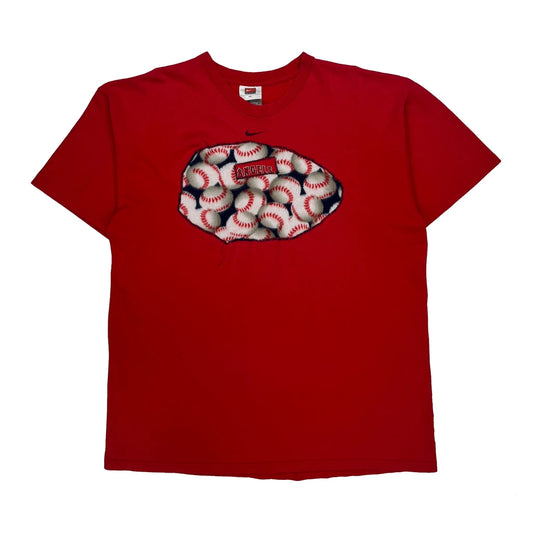 Angels Nike Graphic T-Shirt - XL Red Cotton