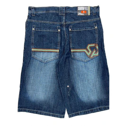 Vintage Southpole Graphic Denim Shorts - 38W 14L Blue Denim