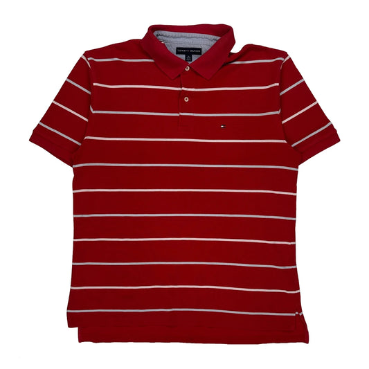 Tommy Hilfiger Striped Polo Shirt - XL Red Cotton