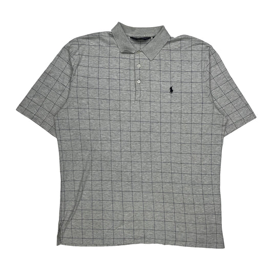 Vintage Polo By Ralph Lauren Checked Polo Shirt - Large Grey Cotton