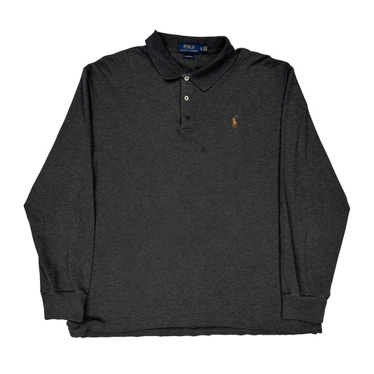 Polo By Ralph Lauren Long Sleeve Polo Shirt - XL Grey Cotton