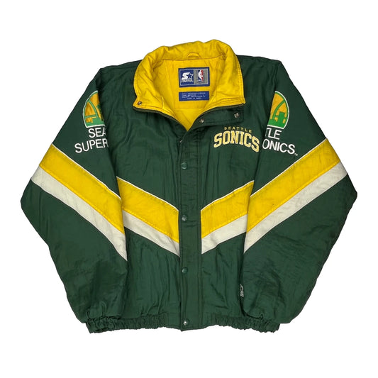 Vintage Seattle Supersonics Starter Nba Varsity Jacket - Large Green Nylon