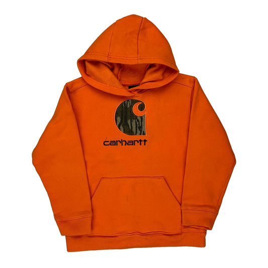Age 7 Carhartt Hoodie - Small Orange Cotton Blend