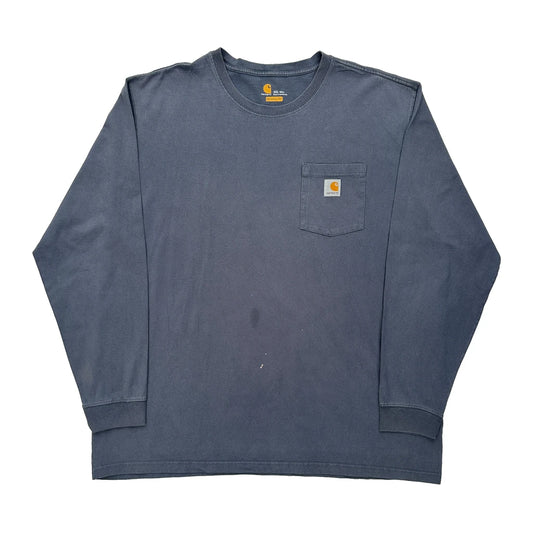 Carhartt Tall Long Sleeve T-Shirt - 2XL Blue Cotton
