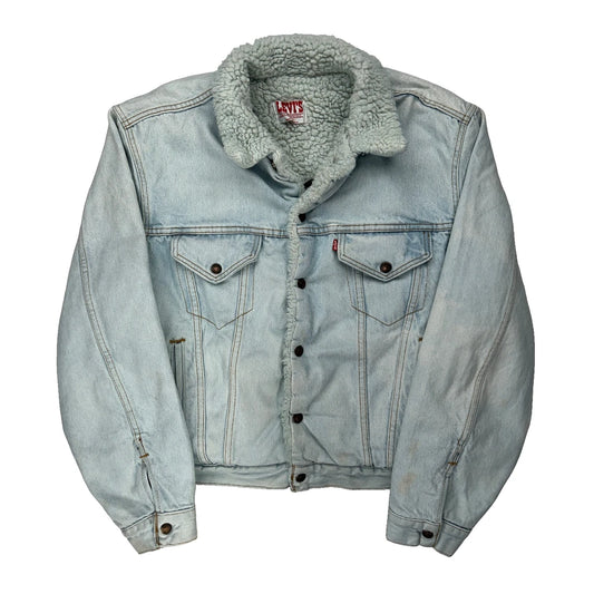 Made In USA Sherpa Levis Denim Jacket - Large Light Wash Denim