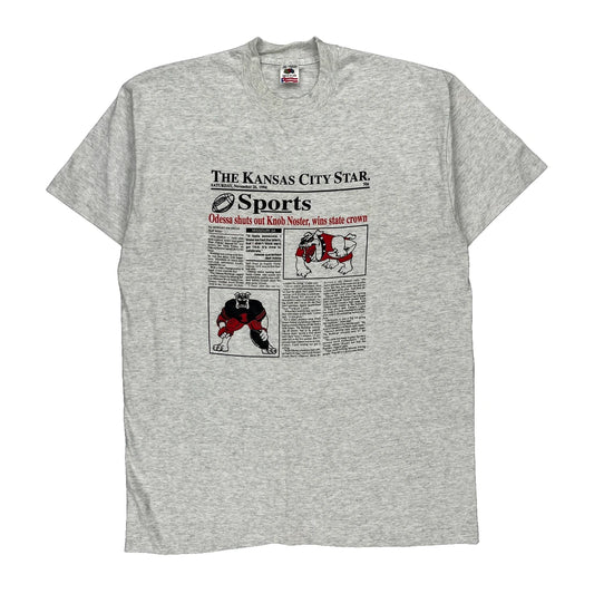 Kansas City Star Fruit Of The Loom Single Stitch T-Shirt - XL Grey Cotton