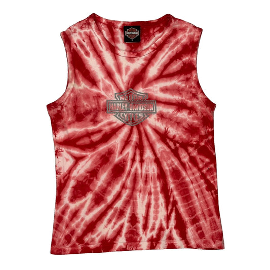 Motorcycles Harley Davidson Tie-Dye Vest - Medium Red Cotton