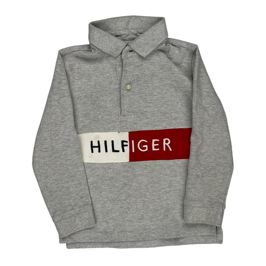 Age 2-3 Tommy Hilfiger Spellout Polo Shirt - 2XS Grey Cotton Blend