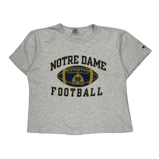 Notre Dame Football Champion Single Stitch T-Shirt - XL Grey Cotton