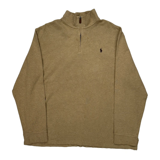 Polo By Ralph Lauren 1/4 Zip - XL Beige Cotton