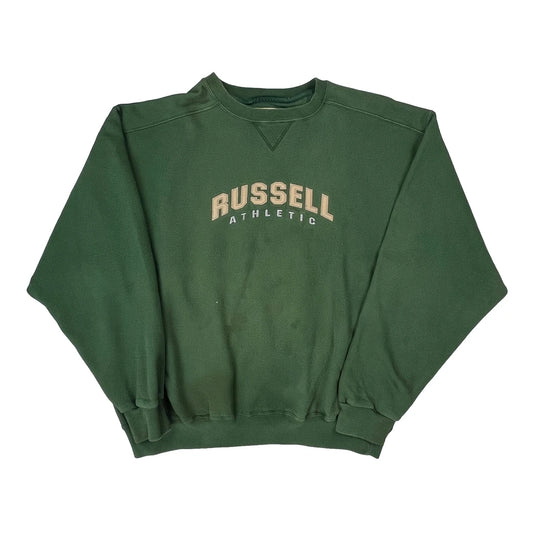 Vintage Russell Athletic Sweatshirt - XL Green Cotton