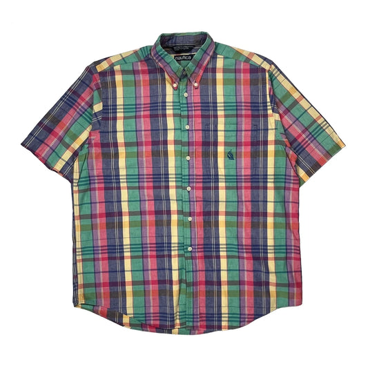 Nautica Checked Short Sleeve Shirt - Large Multicoloured Cotton