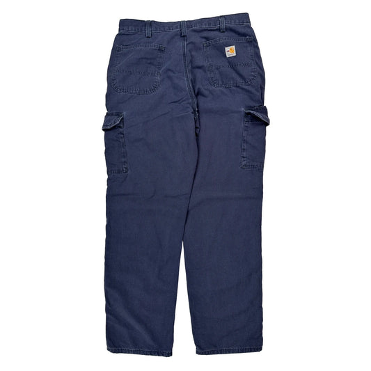 Vintage Carhartt Cargo Trousers - 34W 34L Navy Cotton Blend