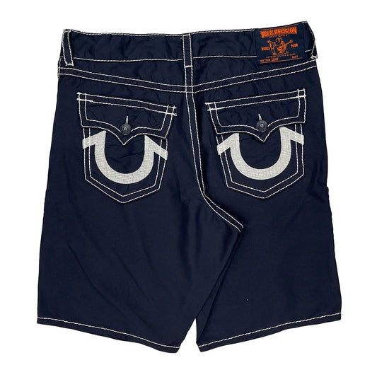 True Religion Contrast Stitch Shorts - 40W 12L Navy Polyester