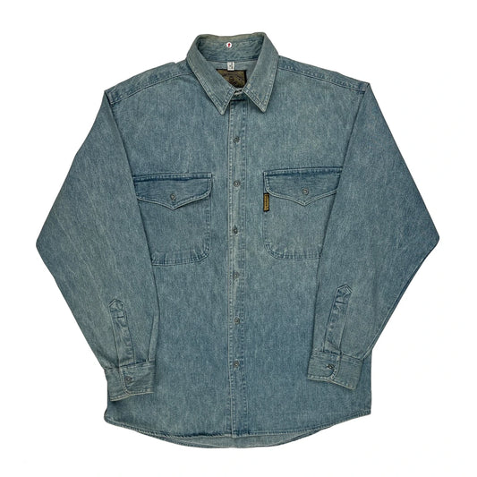 Vintage Armani Jeans Denim Shirt - Small Blue Denim