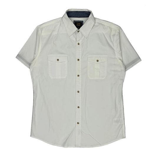 Vintage Lee Short Sleeve Shirt - Large White Cotton