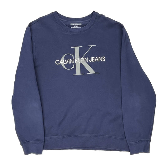 Calvin Klein Jeans Spellout Sweatshirt - XL Blue Cotton