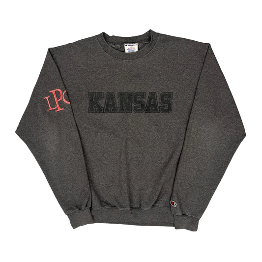 Kansas Champion College Sweatshirt - Medium Grey Cotton Blend