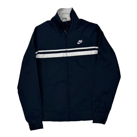 Nike Striped Track Jacket - Large White Polyester