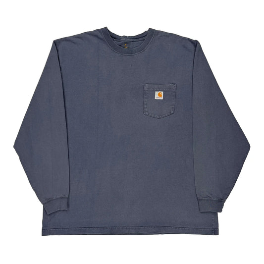 Carhartt Long Sleeve T-Shirt - 2XL Navy Cotton