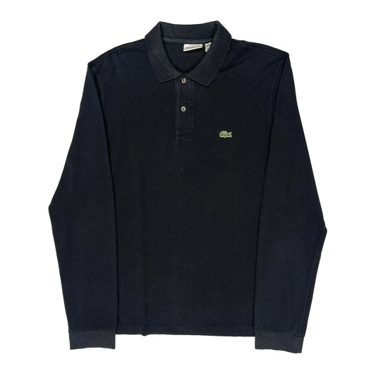 Vintage Lacoste Long Sleeve Polo Shirt - Large Black Cotton