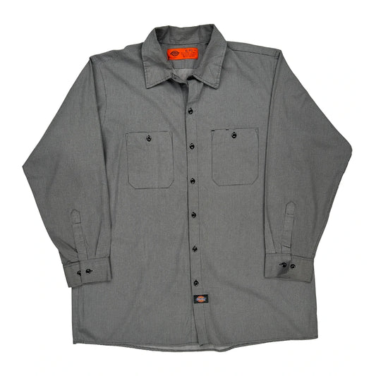 Dickies Checked Shirt - XL Grey Polyester Blend