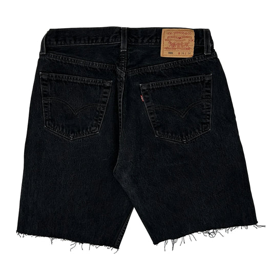 Levis Cut Off Denim Shorts - 32W 10L Black Denim