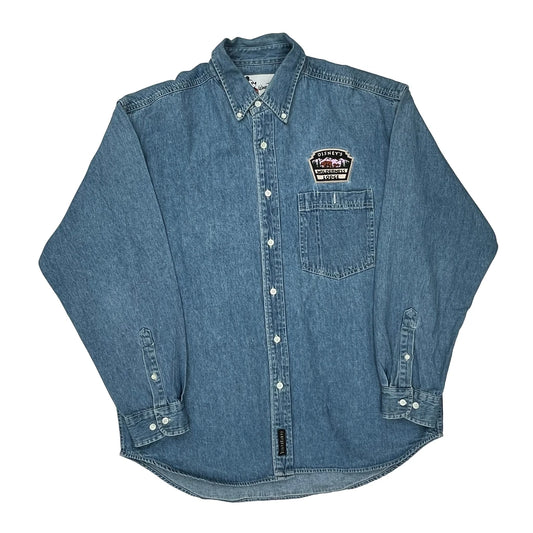 Wilderness Lodge Disney Cartoon Denim Shirt - Large Blue Denim