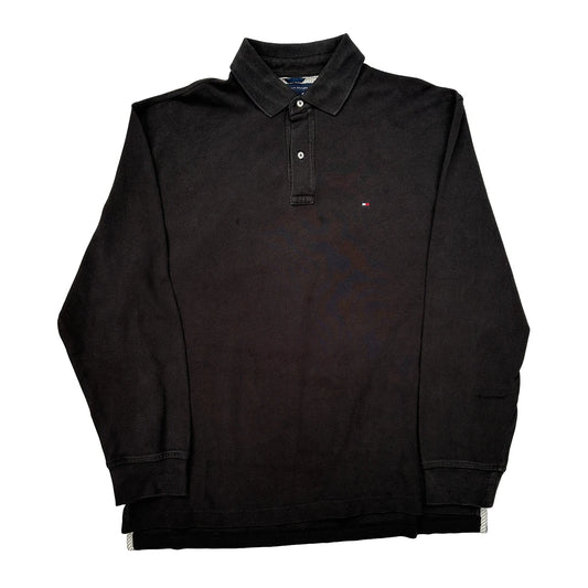 Tommy Hilfiger Long Sleeve Polo Shirt - XL Black Cotton