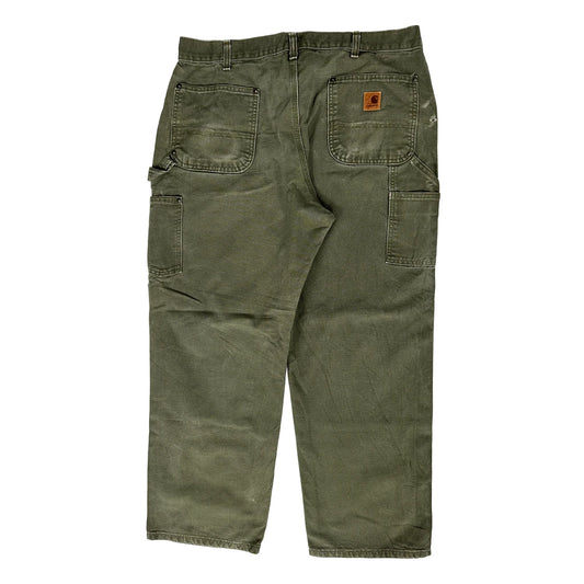 Carhartt Double Knee Carpenter Trousers - 36W 30L Green Cotton