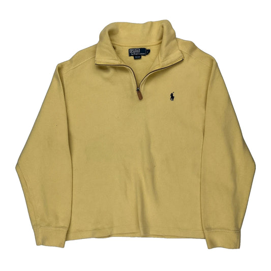Polo By Ralph Lauren 1/4 Zip - Large Yellow Cotton