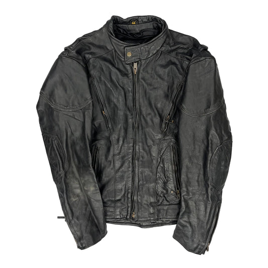 Vintage Unbranded Motorcycle Leather Jacket - Large Black Leather