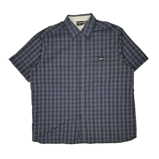 Dickies Checked Short Sleeve Shirt - 2XL Blue Cotton
