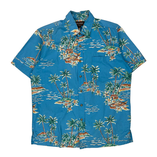 Cooke Street Floral Hawaiian Shirt - Medium Blue Cotton
