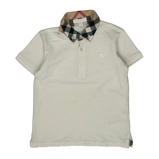 Vintage Age 6 Burberry Checked Polo Shirt - XS White Cotton