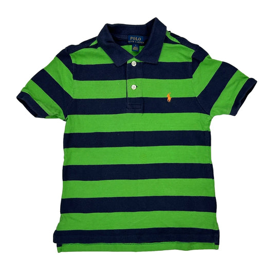 Age 7 Polo By Ralph Lauren Striped Polo Shirt - Small Green Cotton