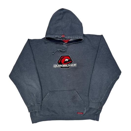 Quiksilver Hoodie - XL Grey Cotton Blend