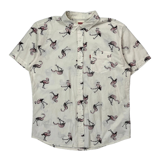 Vintage Levis Short Sleeve Shirt - Medium White Cotton