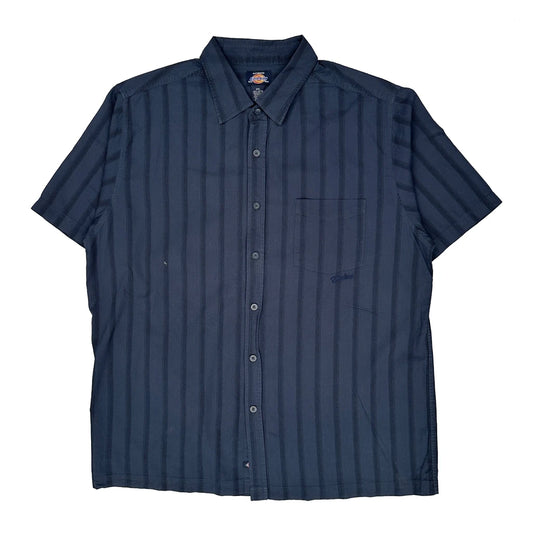 Dickies Striped Short Sleeve Shirt - 2XL Blue Cotton