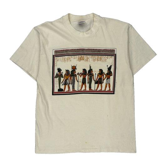 Hanes Single Stitch T-Shirt - Large Cream Cotton