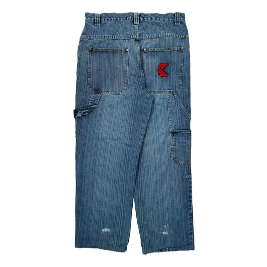 Y2K Baggy Graphic Carpenter Jeans - 34W 30L Blue Denim